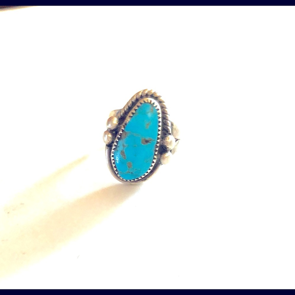 COPY - Turquoise & silver ring,  small teardrop s…